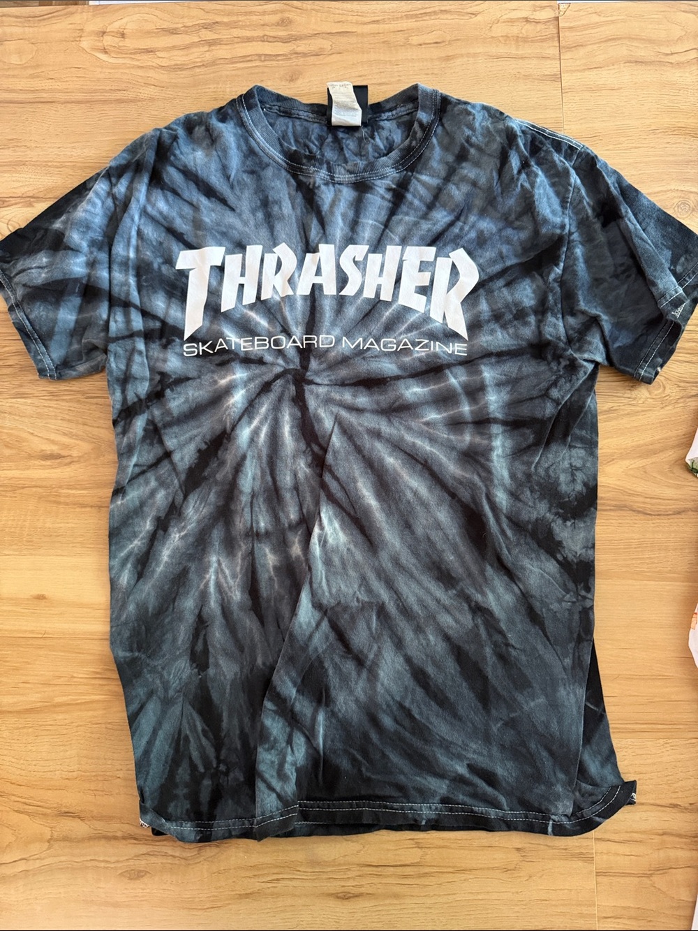 Thrasher Black and Blue Tie-Dye Logo Tee